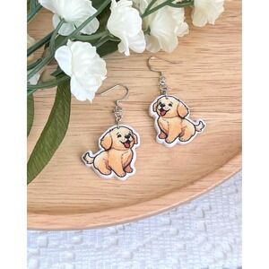 Golden Retriever Puppy Earrings: Handmade Polymer Clay Dog Lover Gift